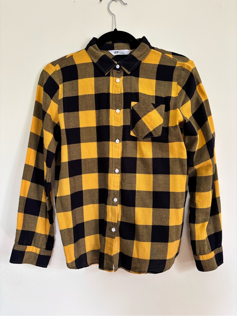 H&M Kids Unisex Yellow & Black Buffalo Plaid Button-Down Shirt
